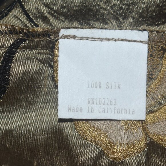 Loco Lindo Vtg Inspired Silk Jacket Tan Floral Embroidered SZ XS Made In USA - Picture 5 of 8